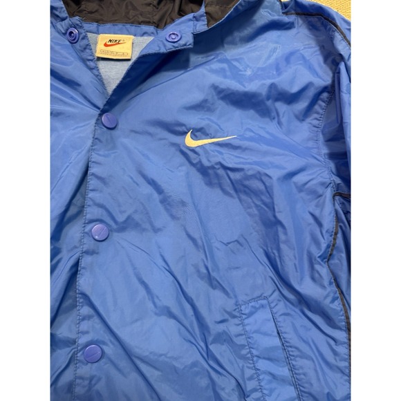 VTG 90s Nike Sideline Jacket - Hooded Windbreaker Lined Royal Blue ‎ LARGE 14/16 - Picture 5 of 16